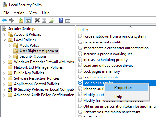 Windows Local Security Policy console