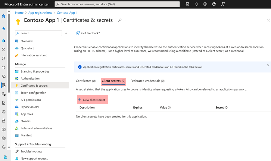 Microsoft Entra ID client secret
