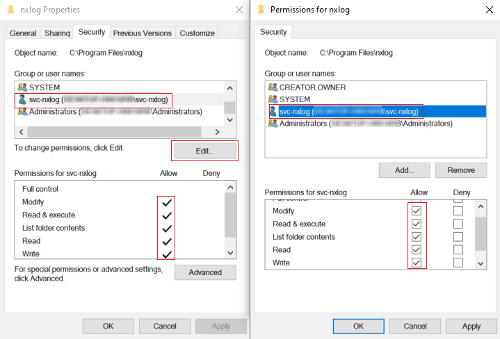 nxlog folder permissions