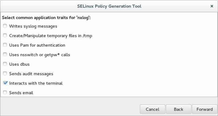 SELinux Policy Generation Tool - Select common application traits