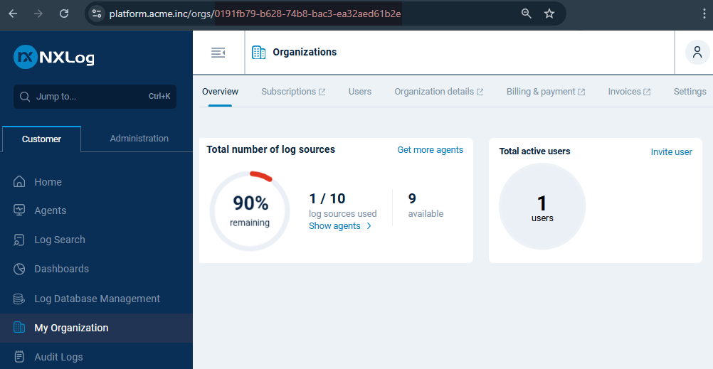 NXLog Platform organization ID