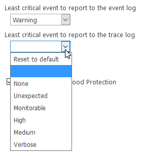 Selecting log levels