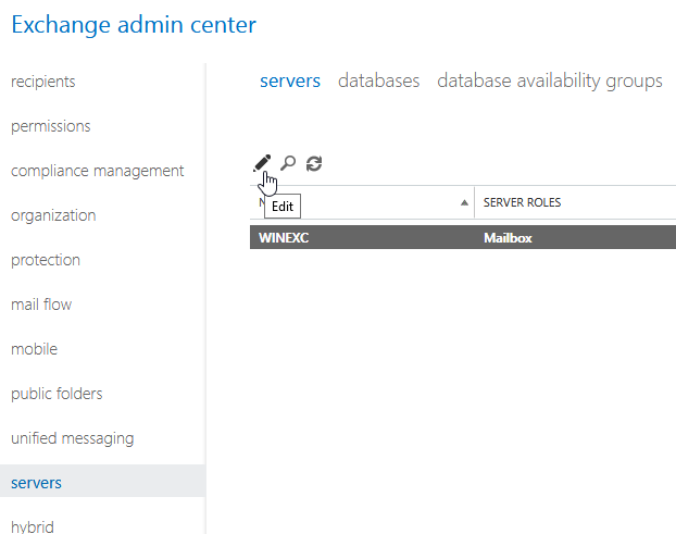 Editing an Exchange server