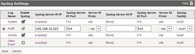 Syslog configuration