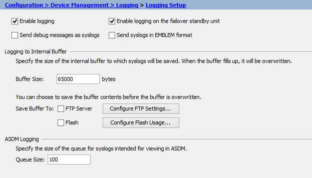 Enable ASA logging