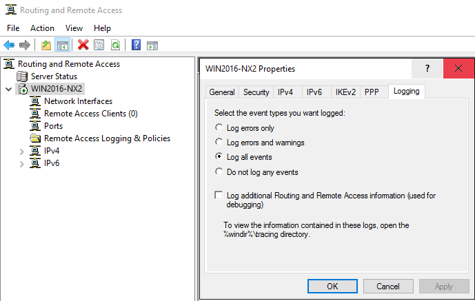 Routing and Remote Access Logging