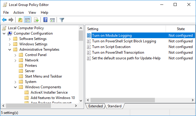 Finding the Module Logging policy