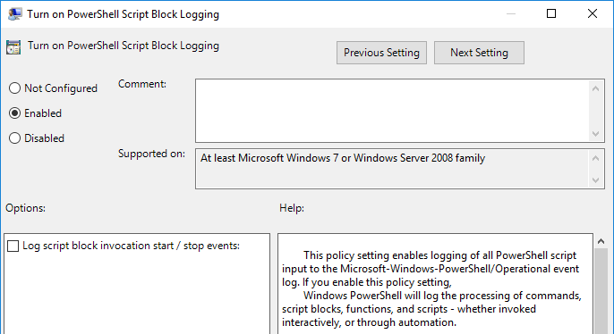 Configuring the Script Block Logging policy