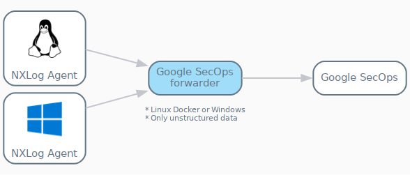 google secops sending logs via a forwader