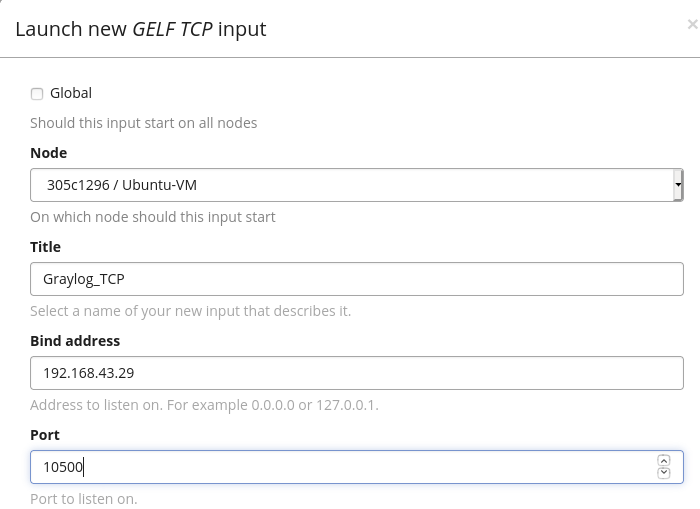 Graylog launch new input