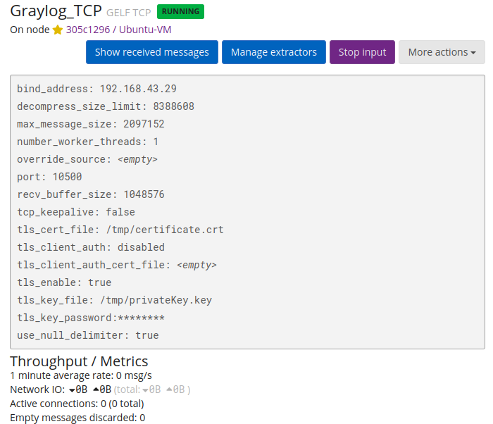 Graylog GELF TCP input