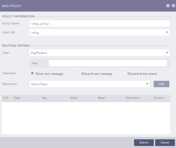 LogPoint routing policy