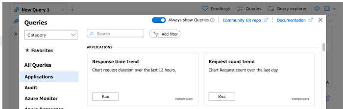 Azure queries modal