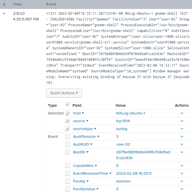 IETF syslog message in Splunk