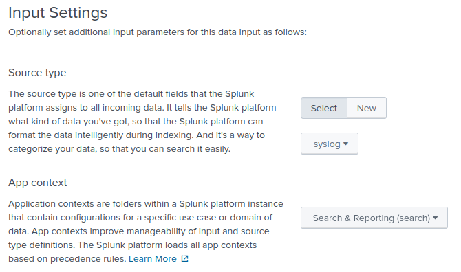 Splunk TCP input settings