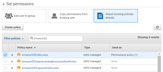 AWS IAM user permissions