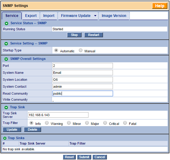 Promise SNMP configuration