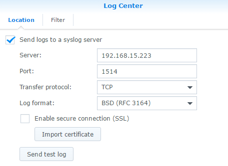 Syslog configuration