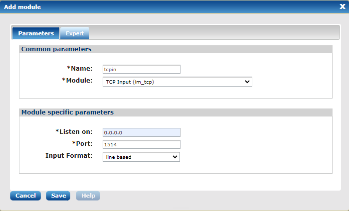 Module configuration dialog