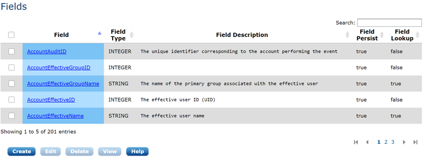 Listing fields