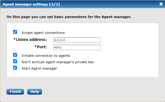 Agent manager settings