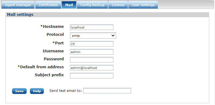 SMTP server settings