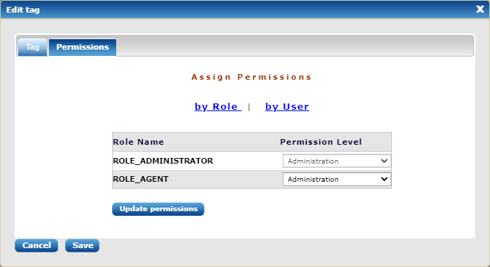 Edit tag permissions by Role