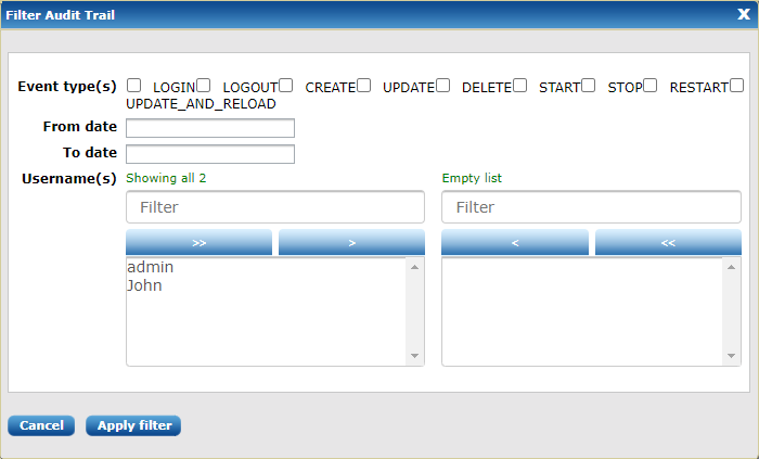 Filter Audit Trail