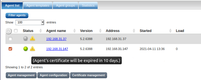 Notification about certificate expiration