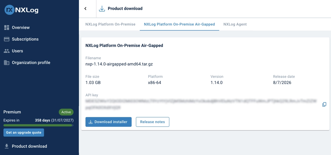 NXLog Platform product download page