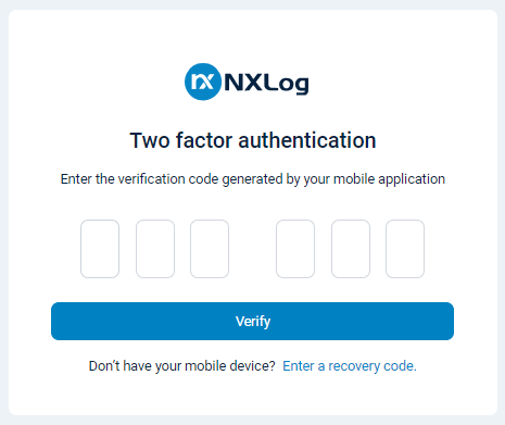 NXLog Platform two-factor authentication