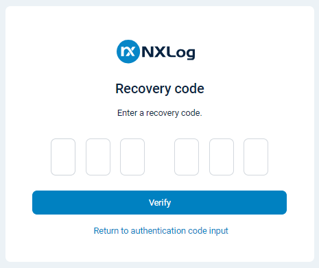 NXLog Platform two-factor authentication recovery