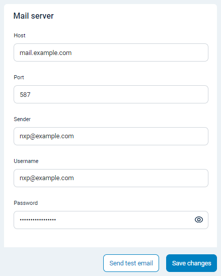 NXLog Platform mail server settings