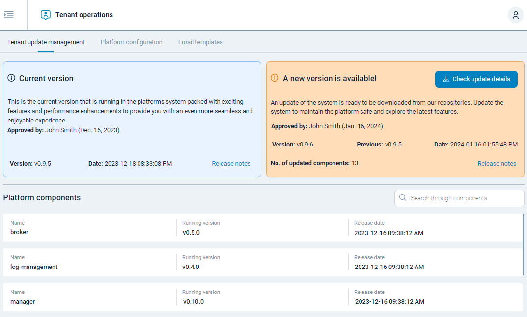 NXLog Platform tenant update management