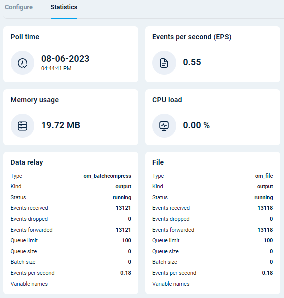 NXLog Platform agent statistics