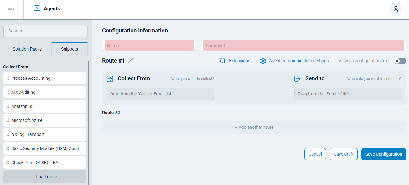 NXLog Agent configuration template information