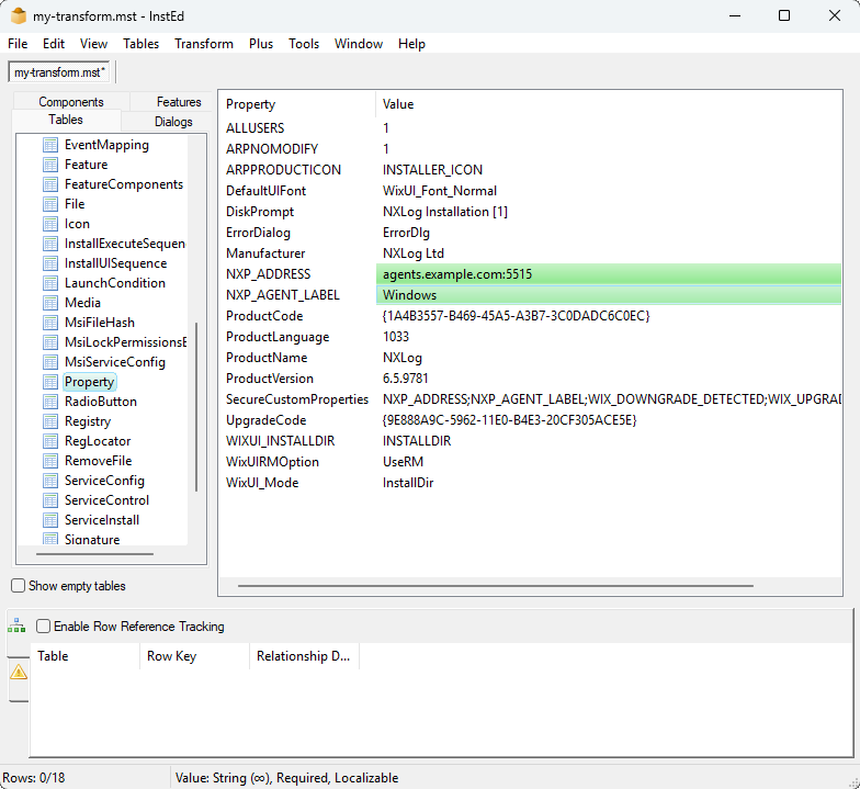 Creating an MSI transform with InstEd