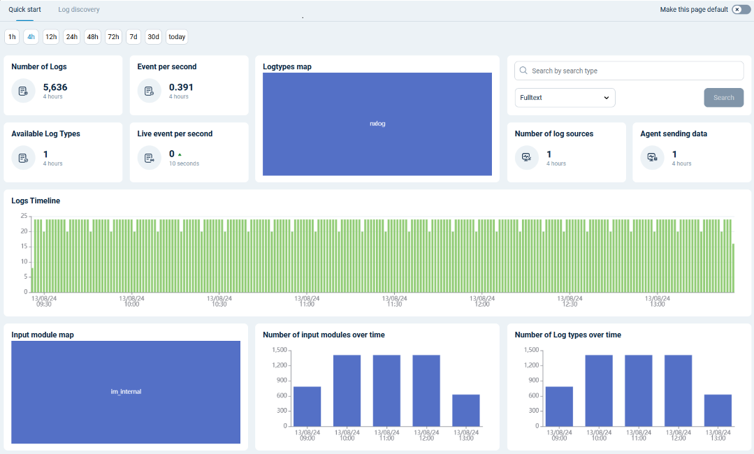 NXLog Platform log search Quick Start view