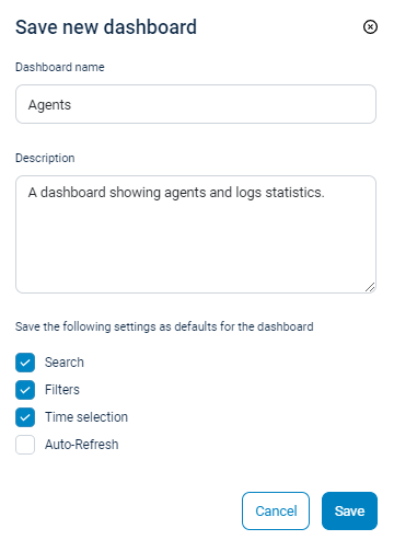 NXLog Platform - Save new dashboard