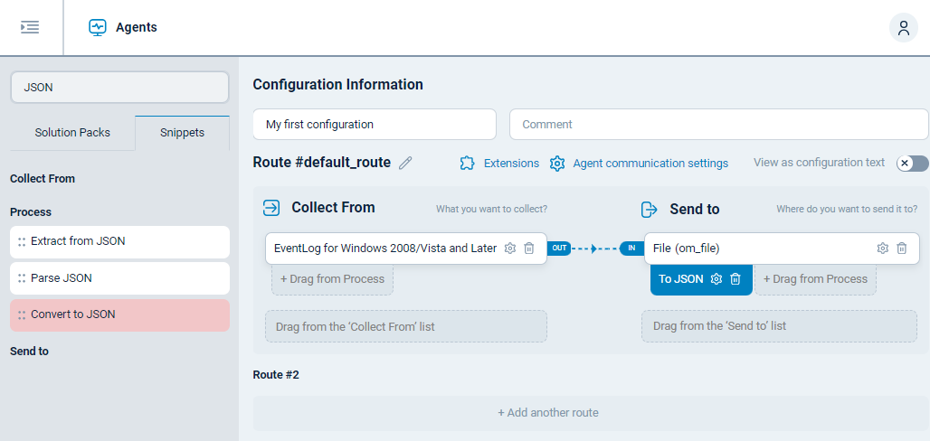 Configure JSON output