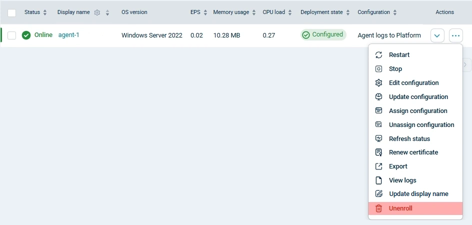 Unenroll an NXLog Agent