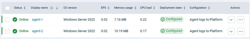 Confirm agent configuration