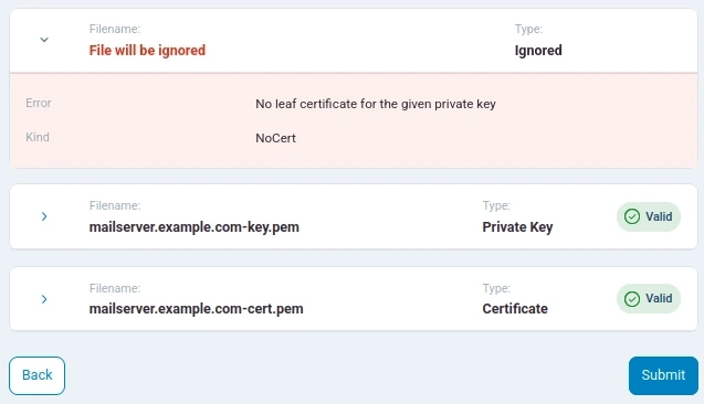 NXLog Platform validates the uploaded files