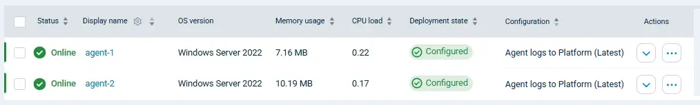 Confirm agent configuration
