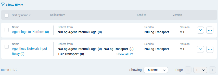 Default NXLog Agent configurations