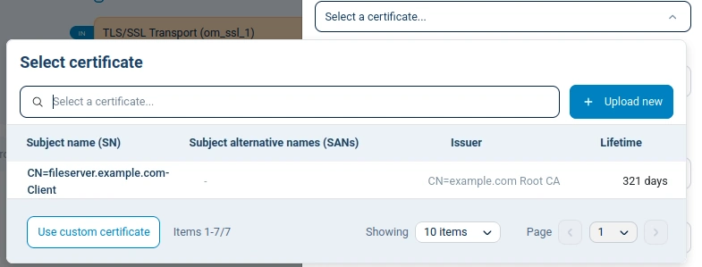 Certificate selection