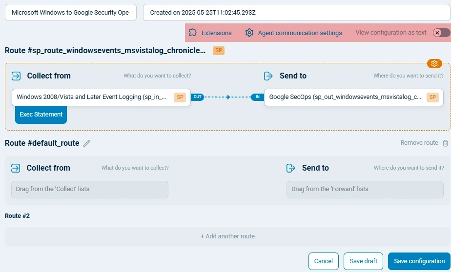 Template configuration details