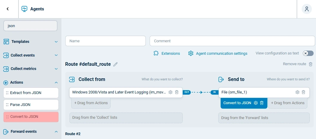 Configure JSON output