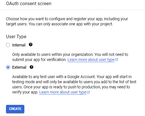 Google Cloud OAuth consent screen