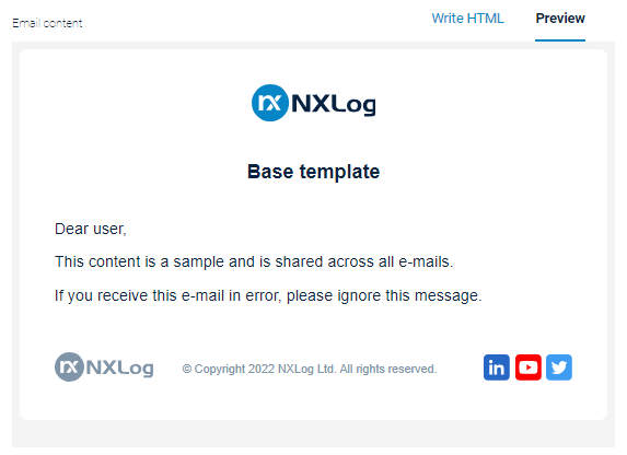 NXLog Platform email header and footer preview